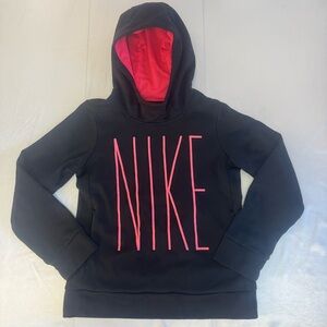 Nike Dri Fit Girls Thermal Training Hoodie Sweatshirt Black Hot Pink